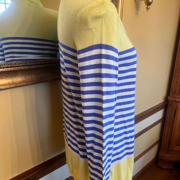 Talbots open lightweight cardigan - Size Petite Petite.  Yellow, Blue and White - Picture 6 of 13